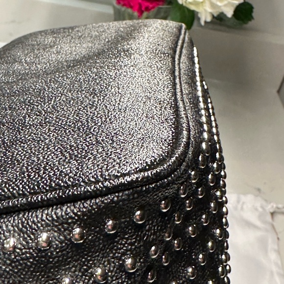 Michael Kors Black Studded Tote Silver Tone Hardware EUC comes w/ MK Dust Bag - Picture 12 of 16